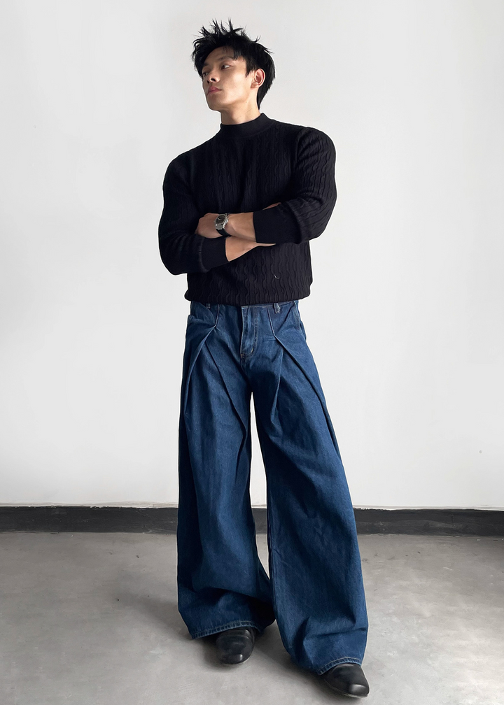 BOX PLEAT DENIM PANTS BEDES4531