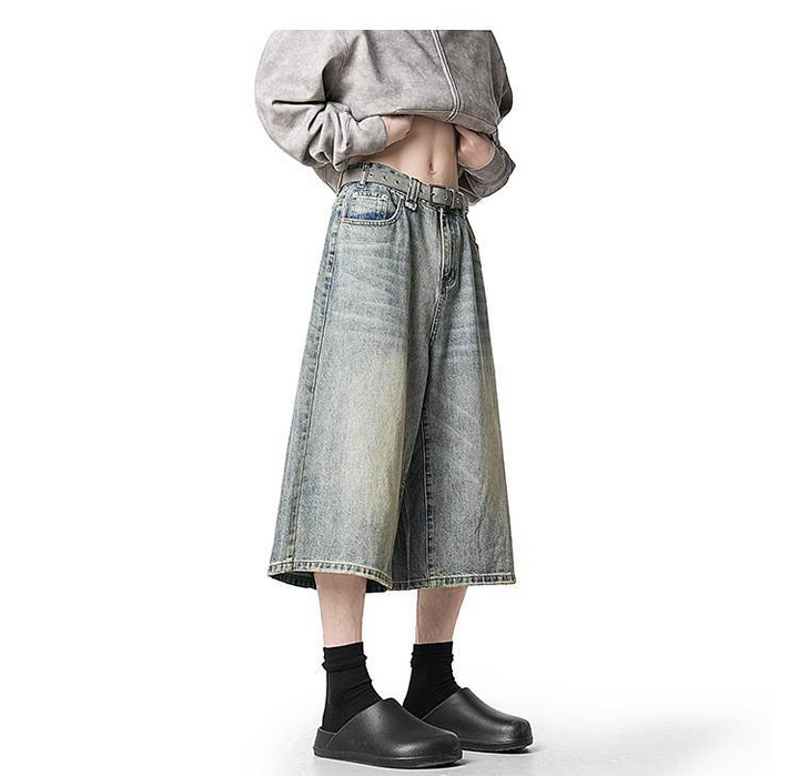 WIDE BUGGY DENIM BERMUDA PANTS BEDES4641