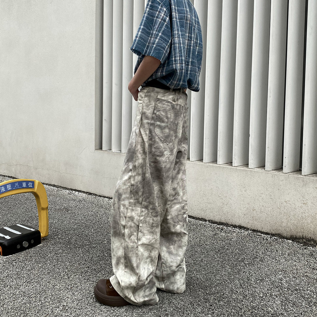 SMOKE TIE DYE SIDE PANEL WIDE PANTS AEDES4571 - Deuku