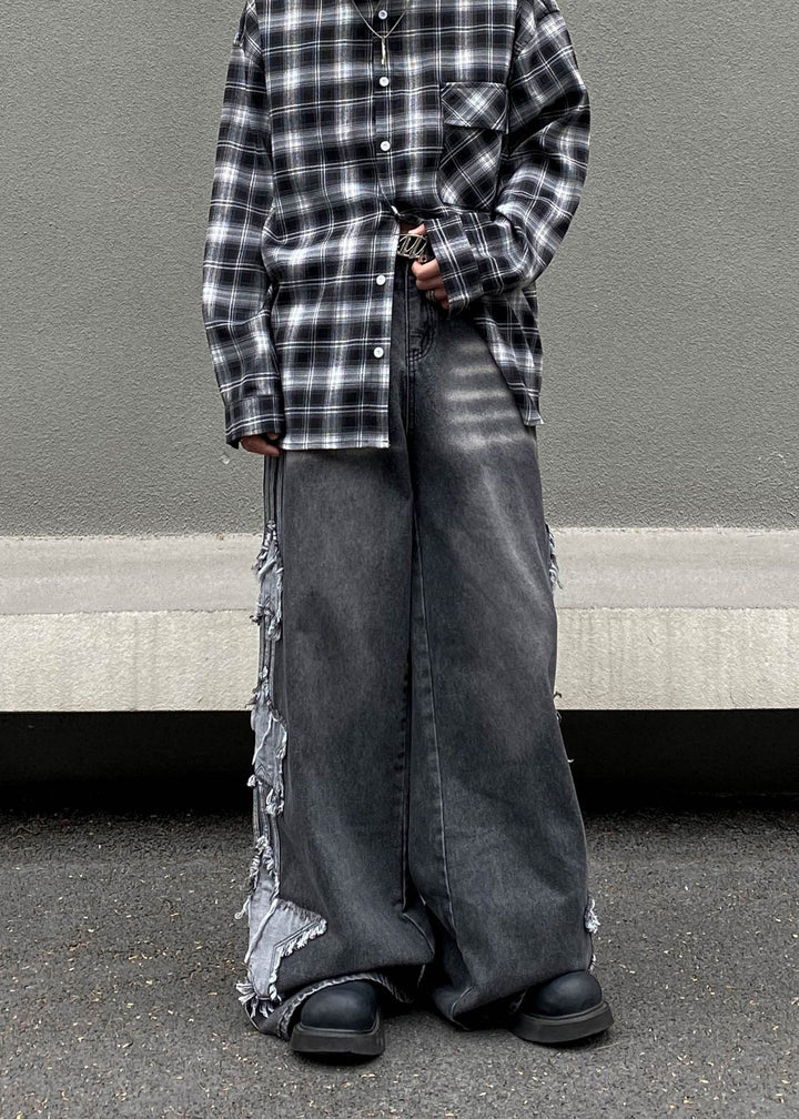 STAR PATCHED WIDE DENIM PANTS AEDES4556