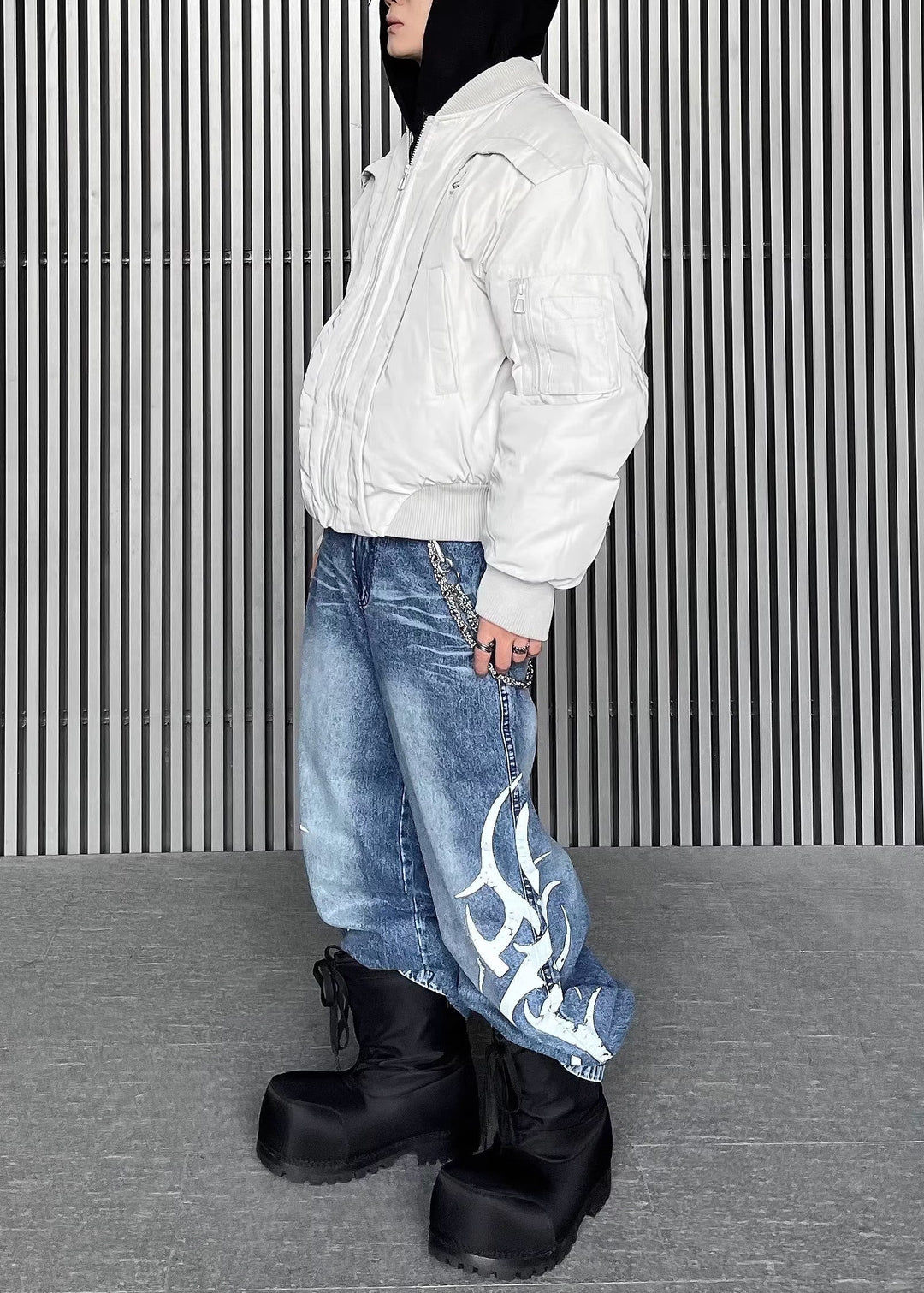 TRIBAL PAINT WIDE DENIM PANTS DFDES4498