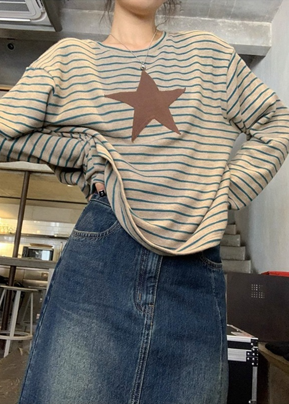 RETRO STRIPE STAR PATCH T-SHIRT BEDES4626