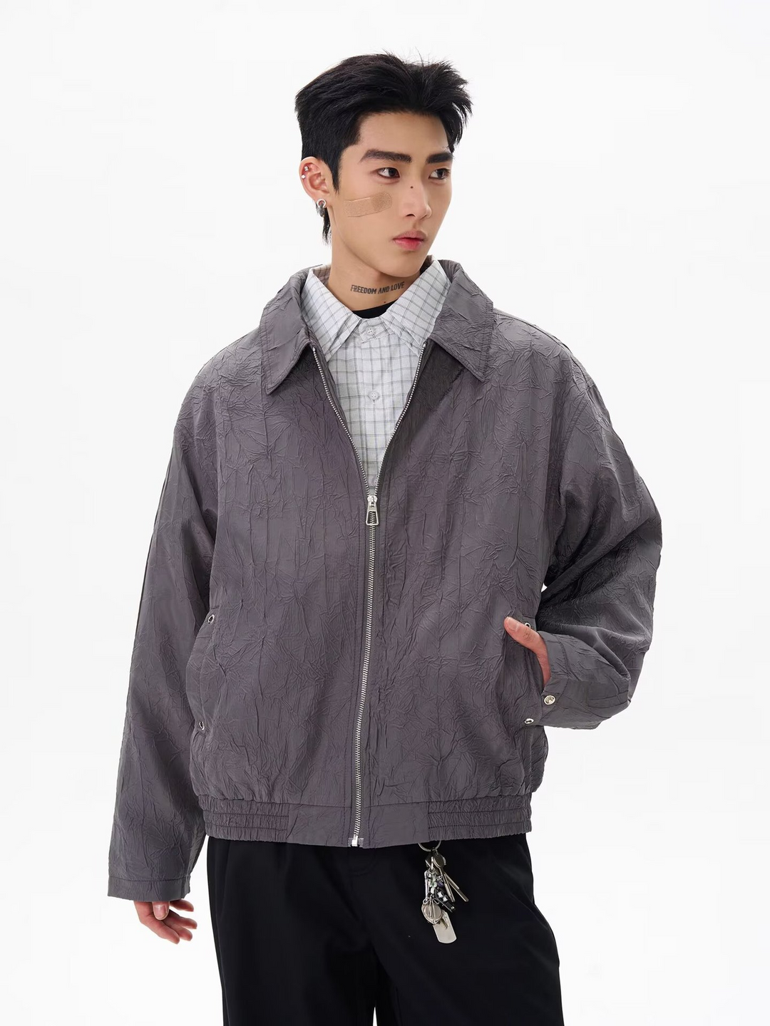 CRINKLE NYLON LIGHT ZIP JACKET BEDES4627