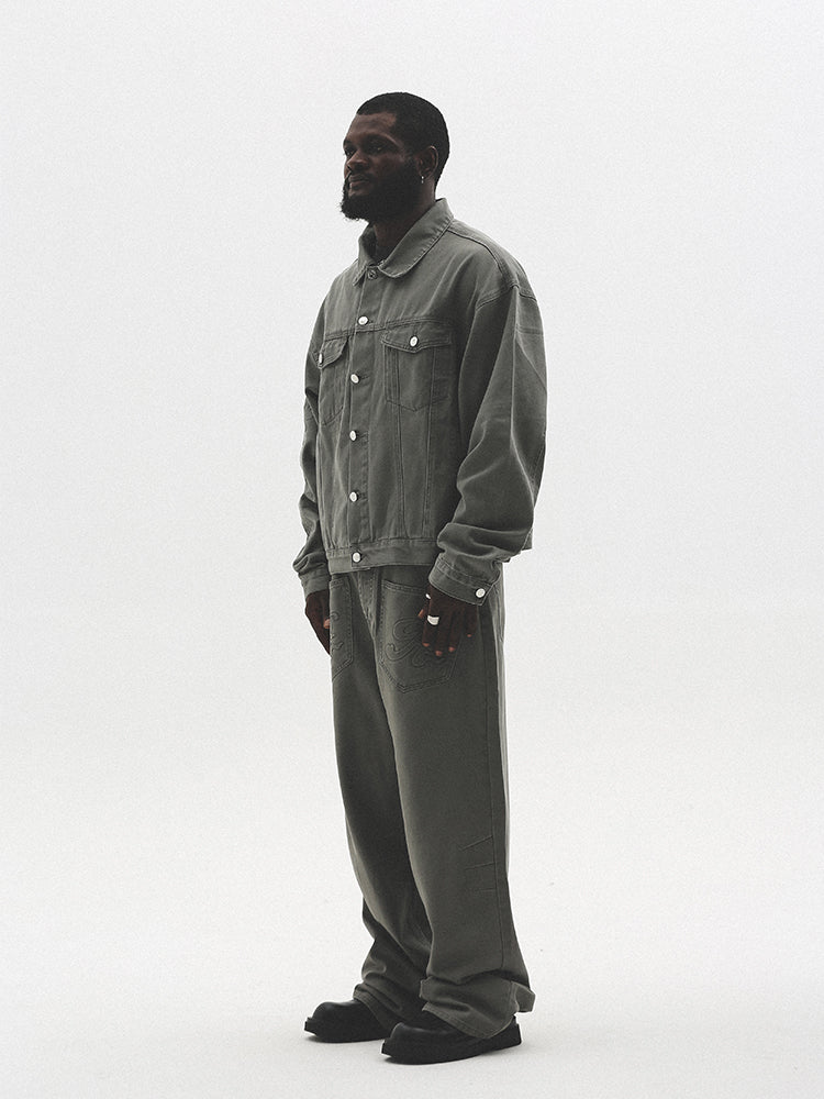 EMBOSSED LOGO PATCH POCKET DENIM PANTS UWDES4486