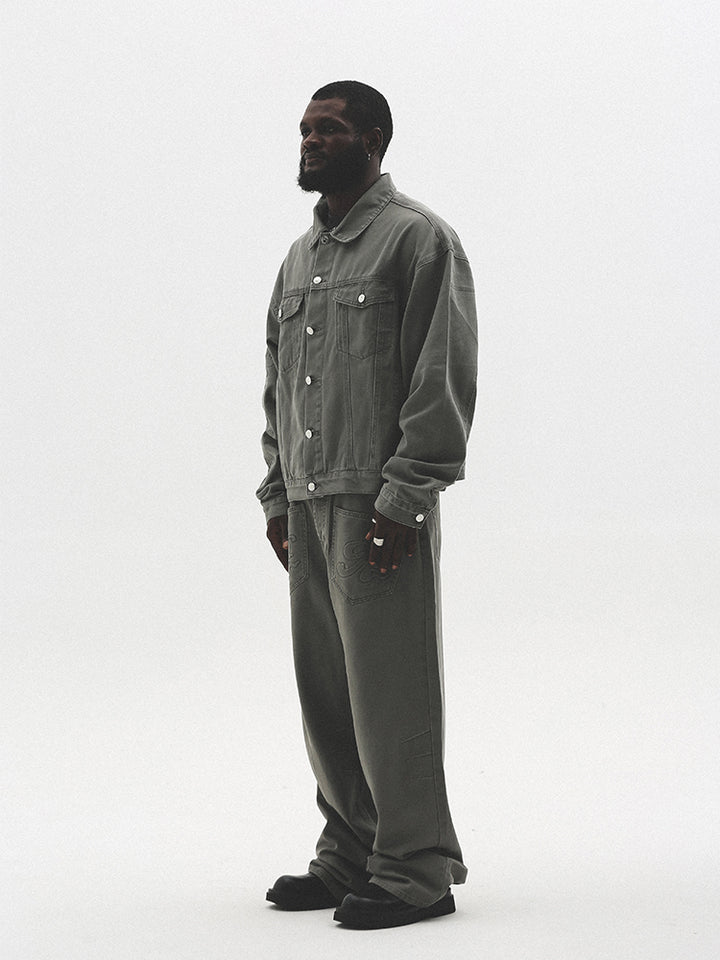 EMBOSSED LOGO PATCH POCKET DENIM PANTS UWDES4486