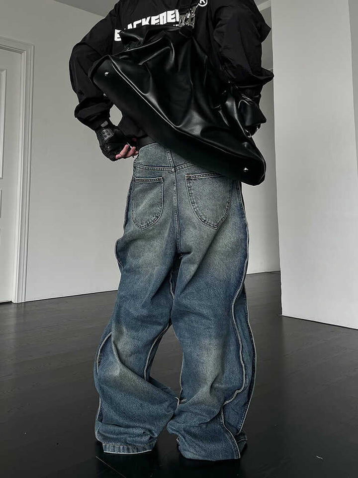 SIDE ZIP WIDE DENIM PANTS DFDES4436