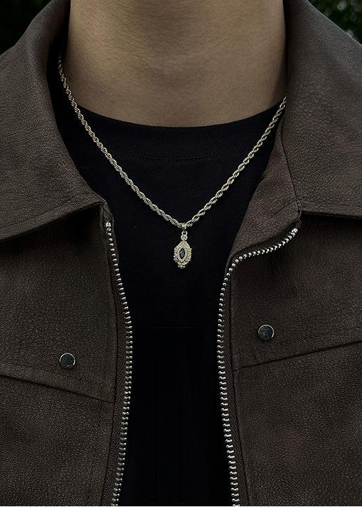 RETRO STONE ROPE CHAIN NECKLACE BEDES4729