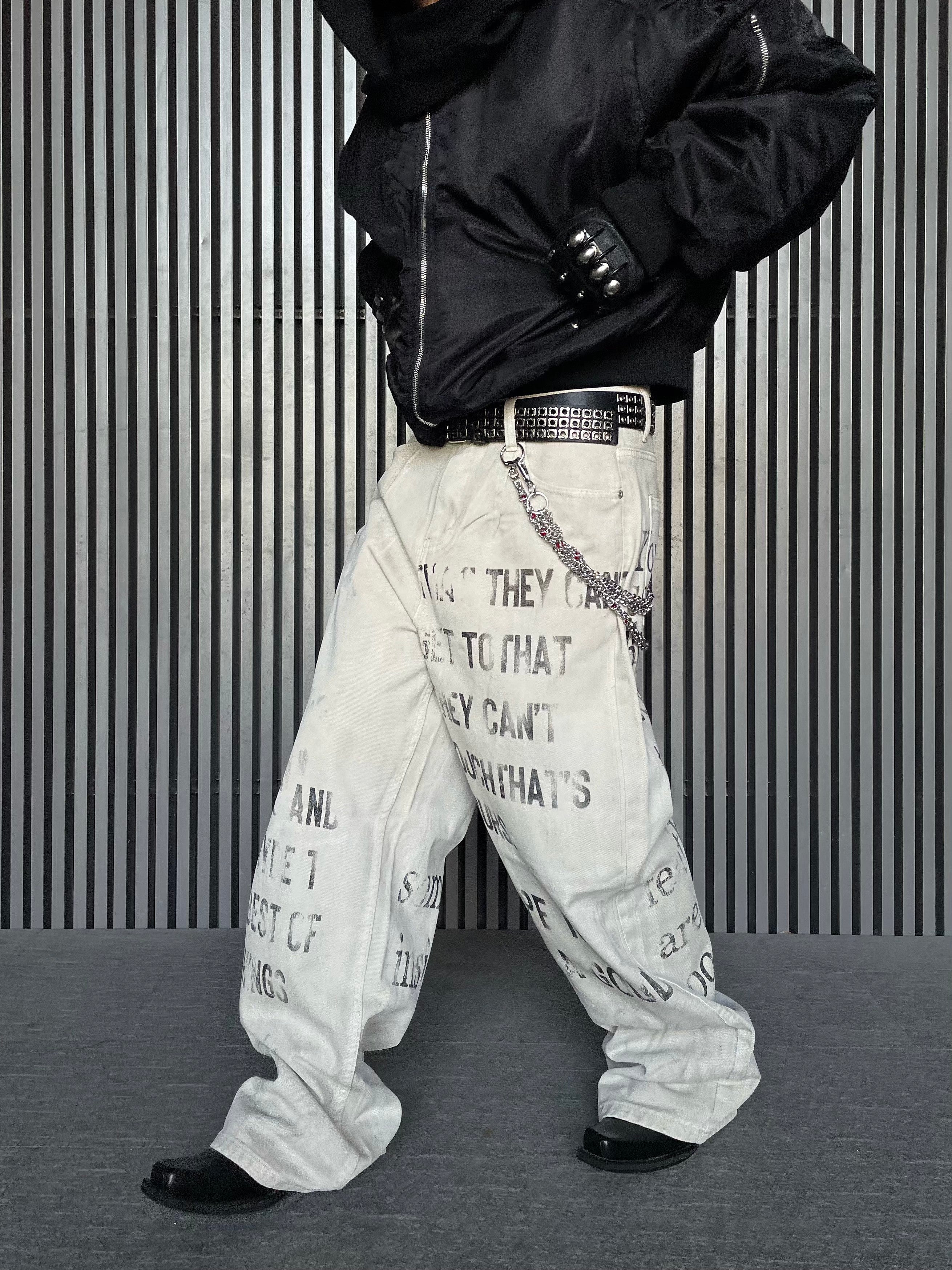 パンツ archive grunge 00s stripe Design pants VINTAGELIKE LETTER PRINTED PANTS DFDES4444 – Deuku