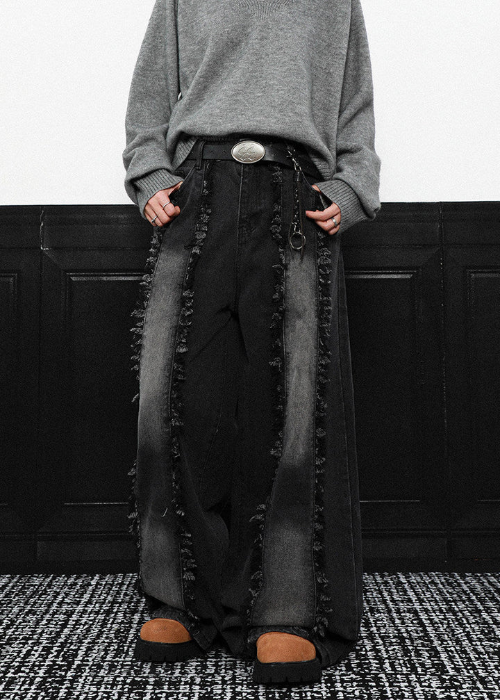 FRINGE STRIPE WIDE DENIM PANTS AEDES4580