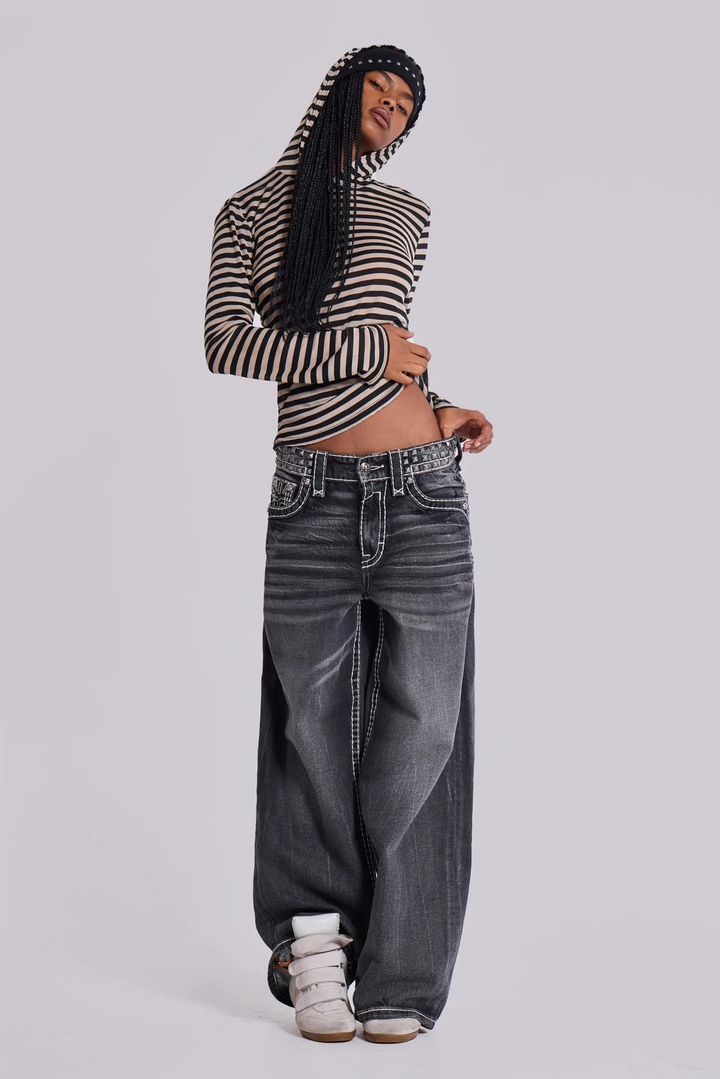 STRIPE HOODED SLIM TOP BEDES4616