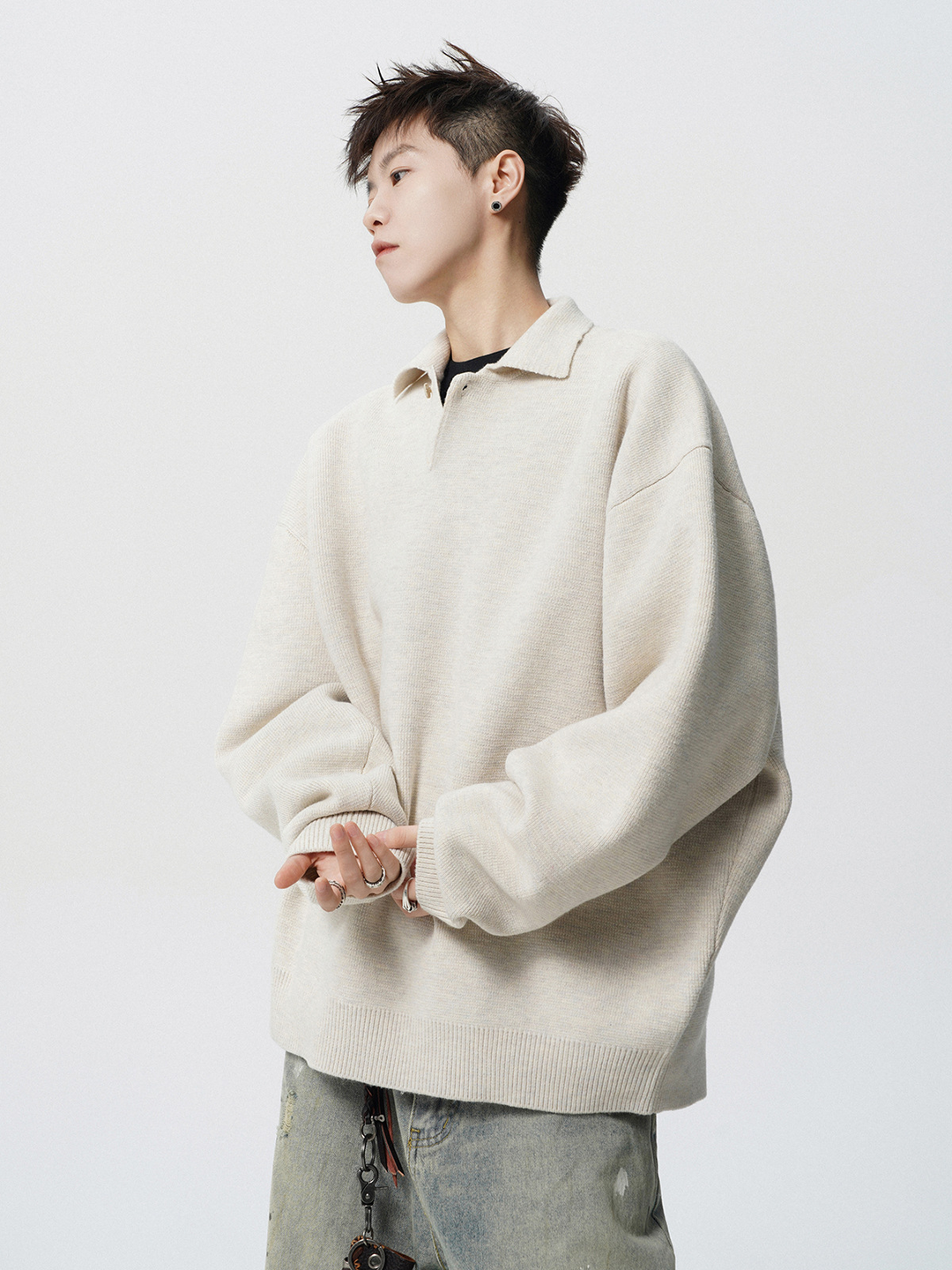 OVERSIZED POLO KNIT SWEATER BEDES4550