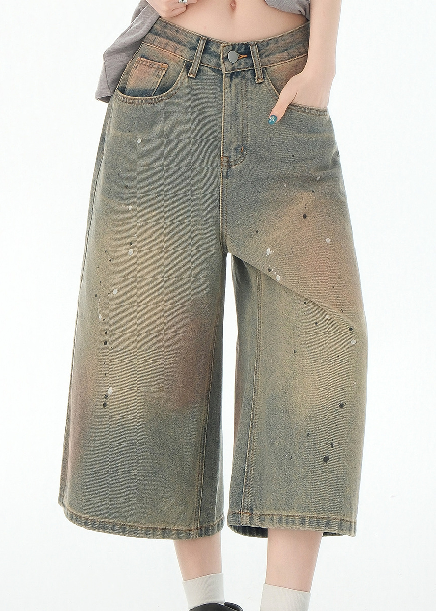 VINTAGE PAINT WIDE DENIM SHORTS BEDES4689