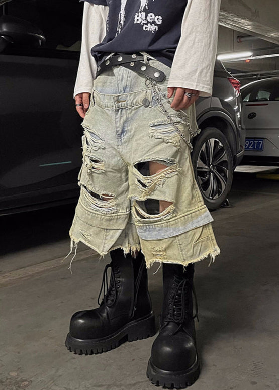 RIPPED BERMUDA DENIM PANTS DFDES4471