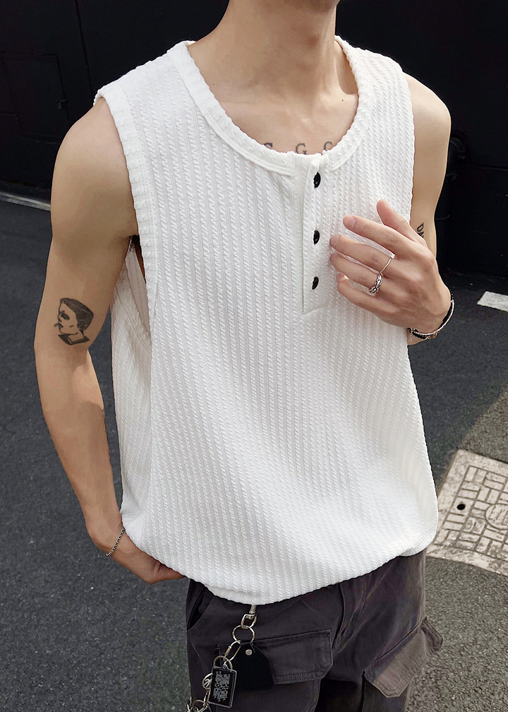 TEXTURED HENLEY TANK TOP BEDES4724