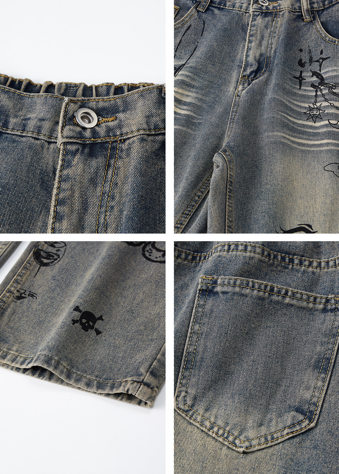 GRAFFITI WIDE LEG DENIM PANTS AEDES4573