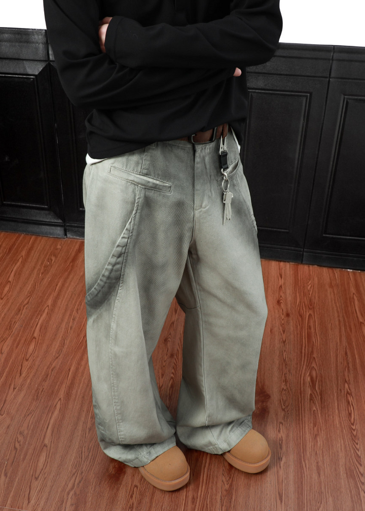SMOKE DYE WIDE BAGGY PANTS AEDES4577