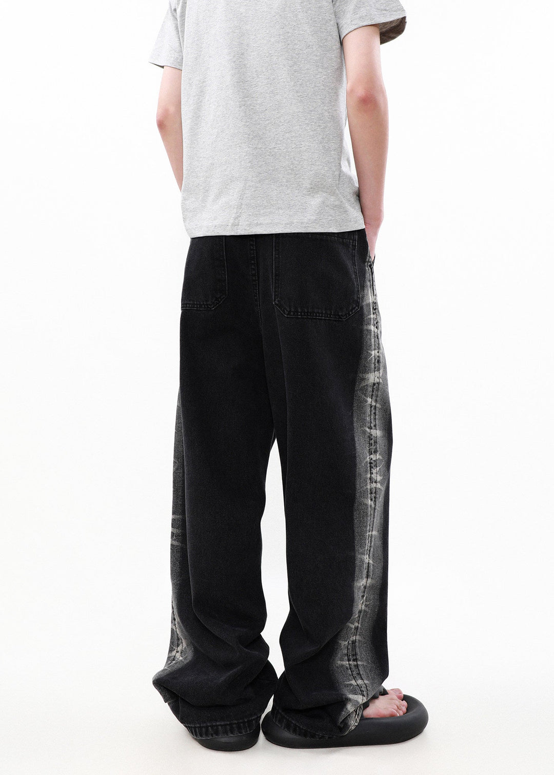 DESIGNED SIDE LINE WIDE DENIM PANTS AEDES4572 - Deuku