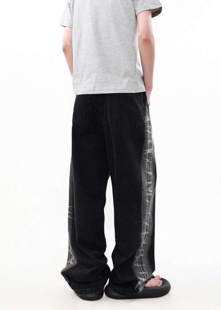 DESIGNED SIDE LINE WIDE DENIM PANTS AEDES4572 - Deuku