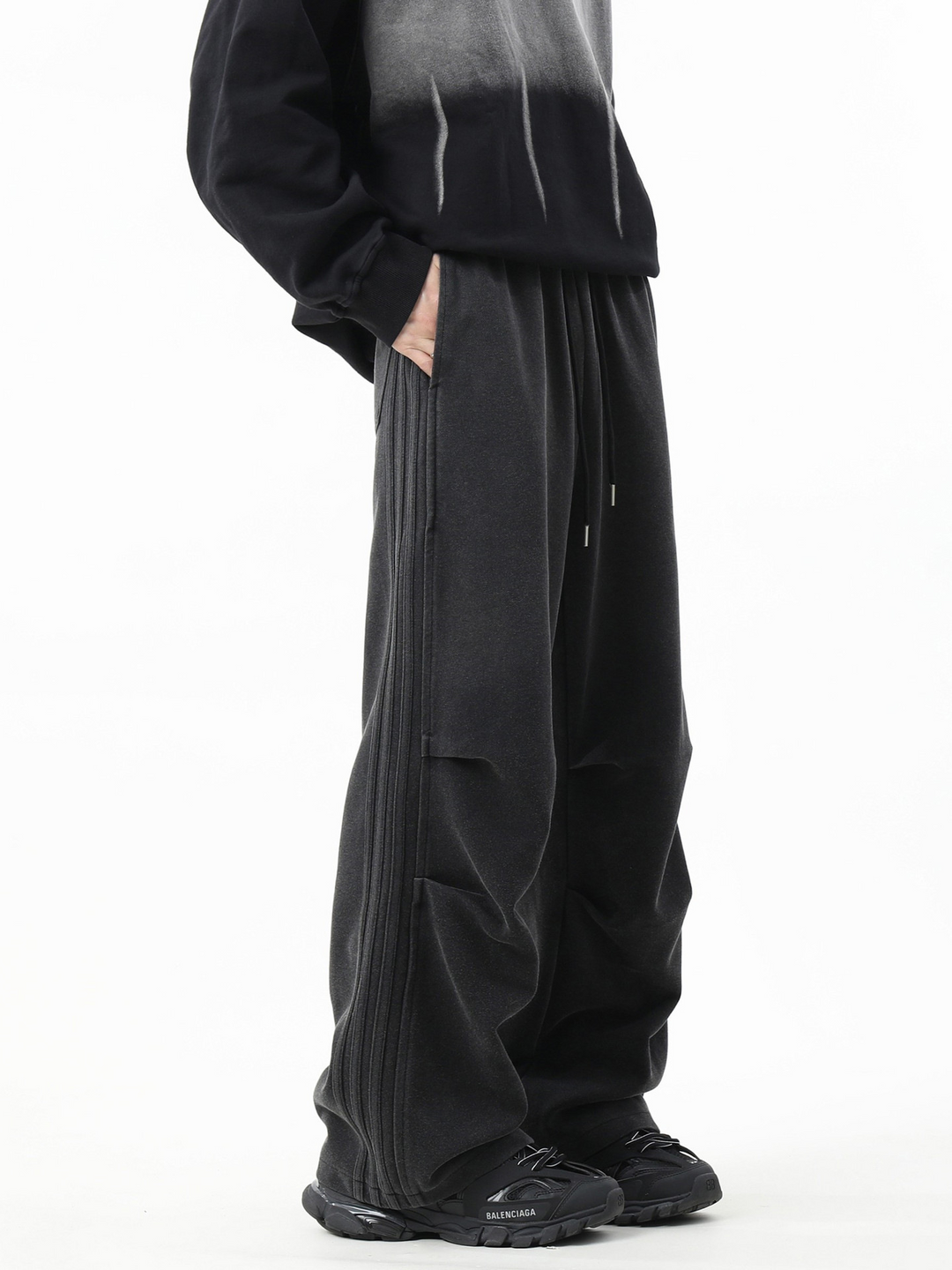 TUCKED LINE WIDE SWEAT PANTS BEDES4512