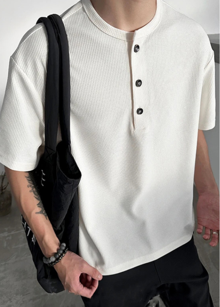 WAFFLE HENLEY NECK T-SHIRT BEDES4721