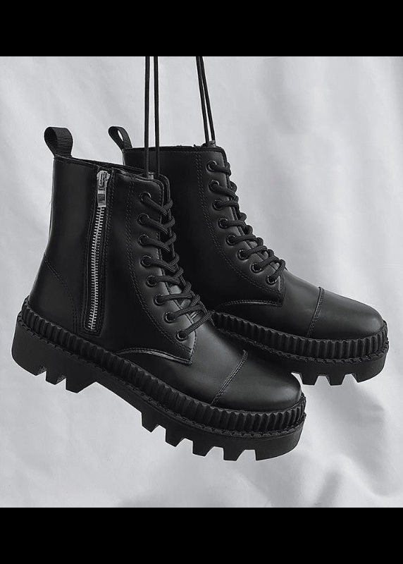 SIDE ZIP COMBAT PLATFORM BOOTS BEDES4546