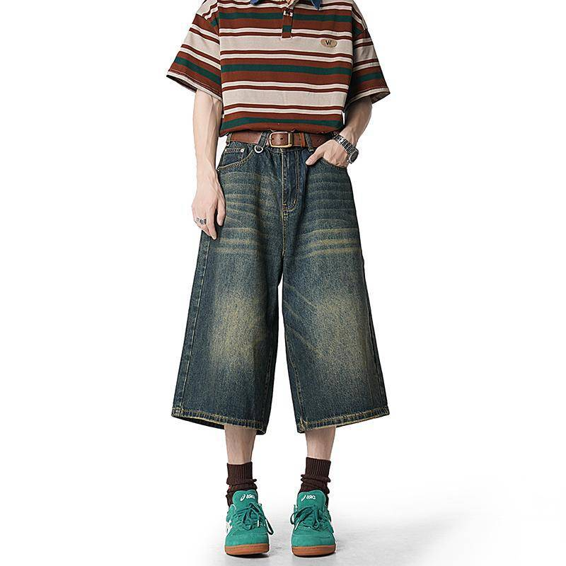 WIDE BUGGY DENIM BERMUDA PANTS BEDES4641