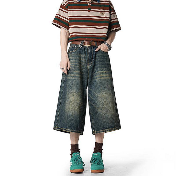 WIDE BUGGY DENIM BERMUDA PANTS BEDES4641