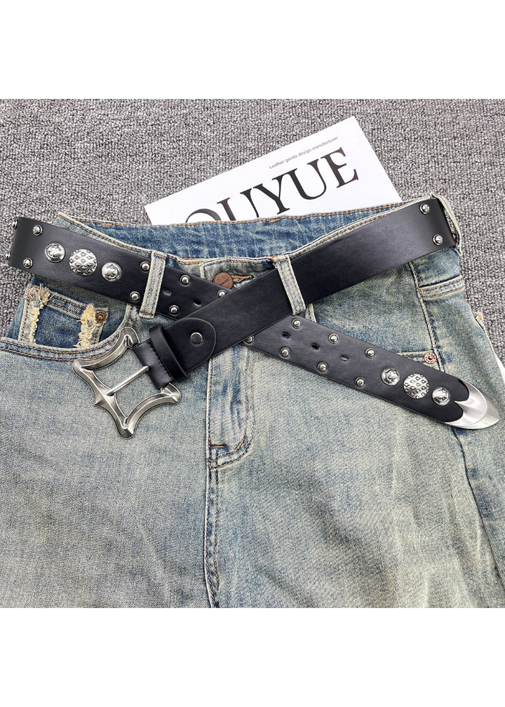 GOTHIC METAL LEATHER BELT BEDES4727