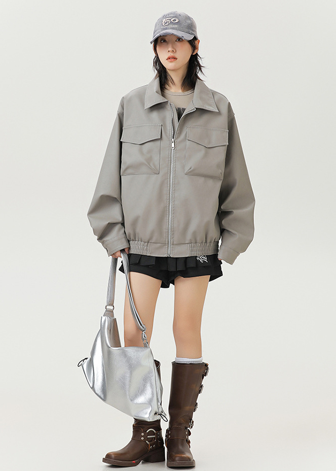 UTILITY POCKET LEATHER JACKET BEDES4521