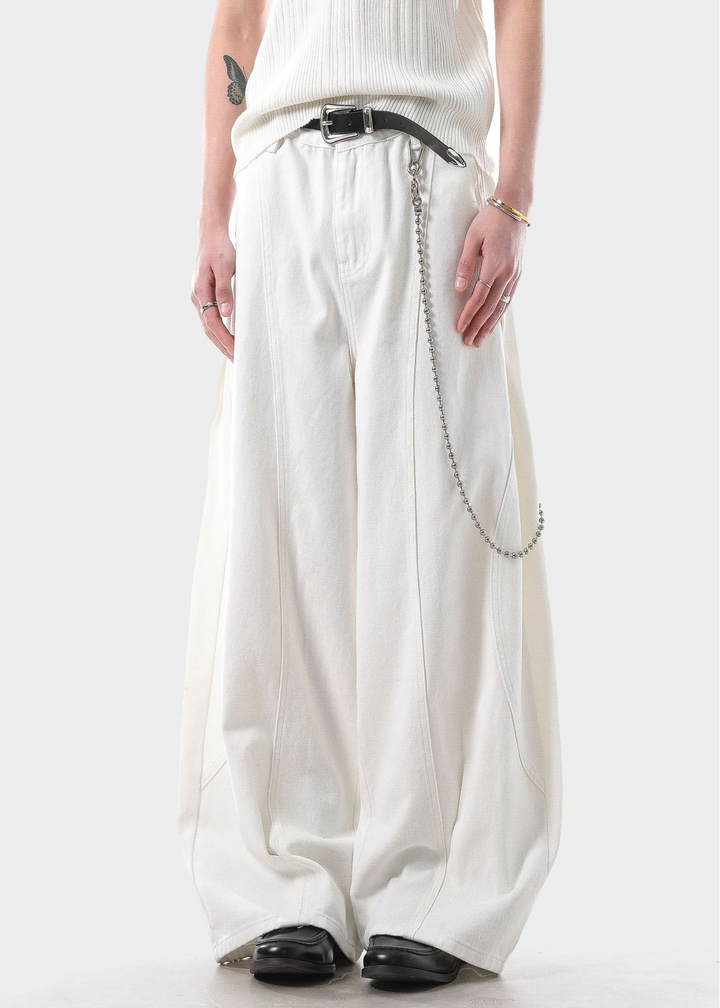 VOLUME WIDE BUGGY DENIM PANTS BEDES4625