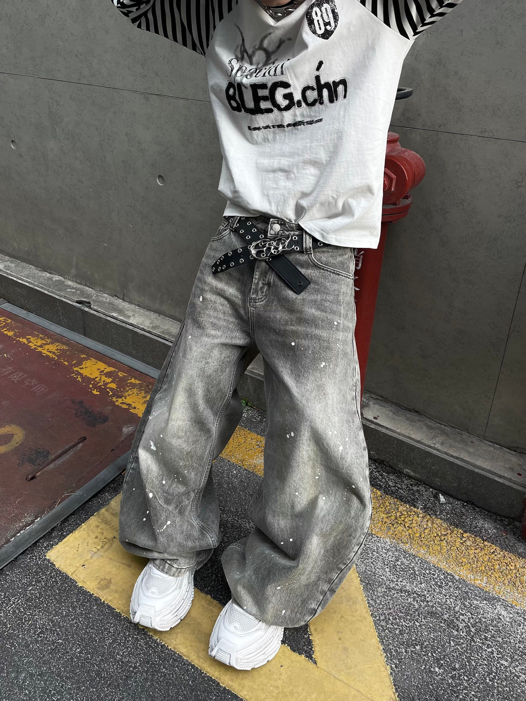 PAINTED BAGGY DENIM PANTS DFDES4429