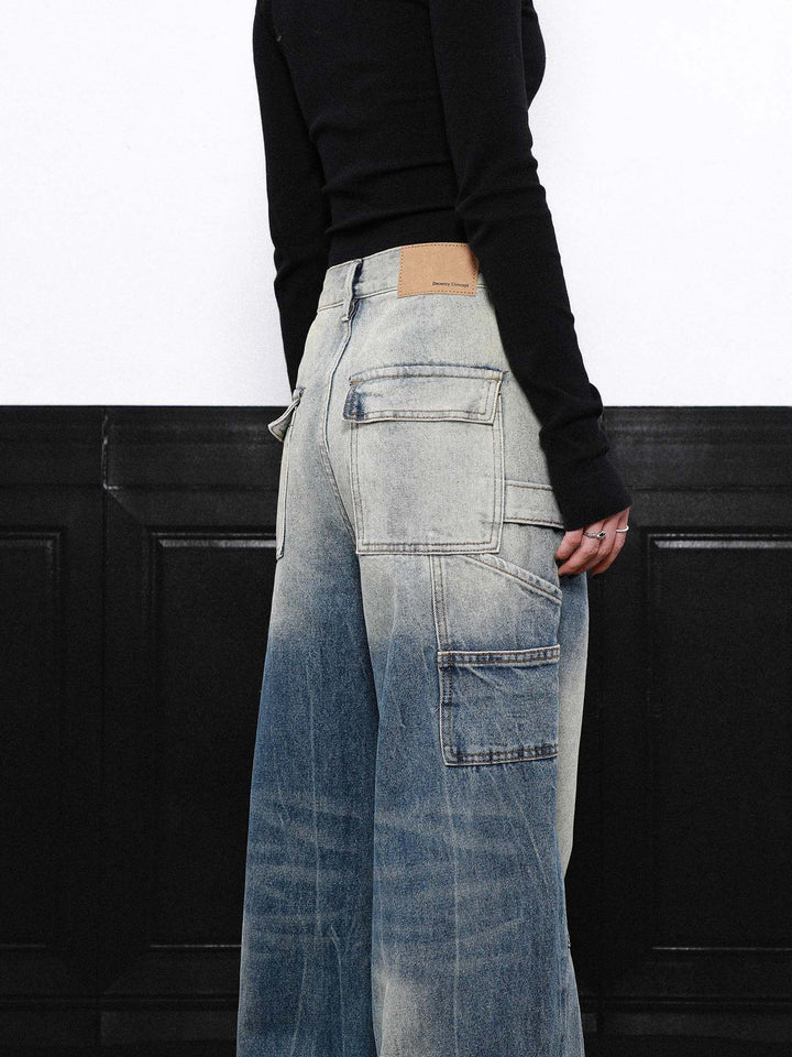 FADE PANEL WIDE DENIM PANTS AEDES4570 - Deuku