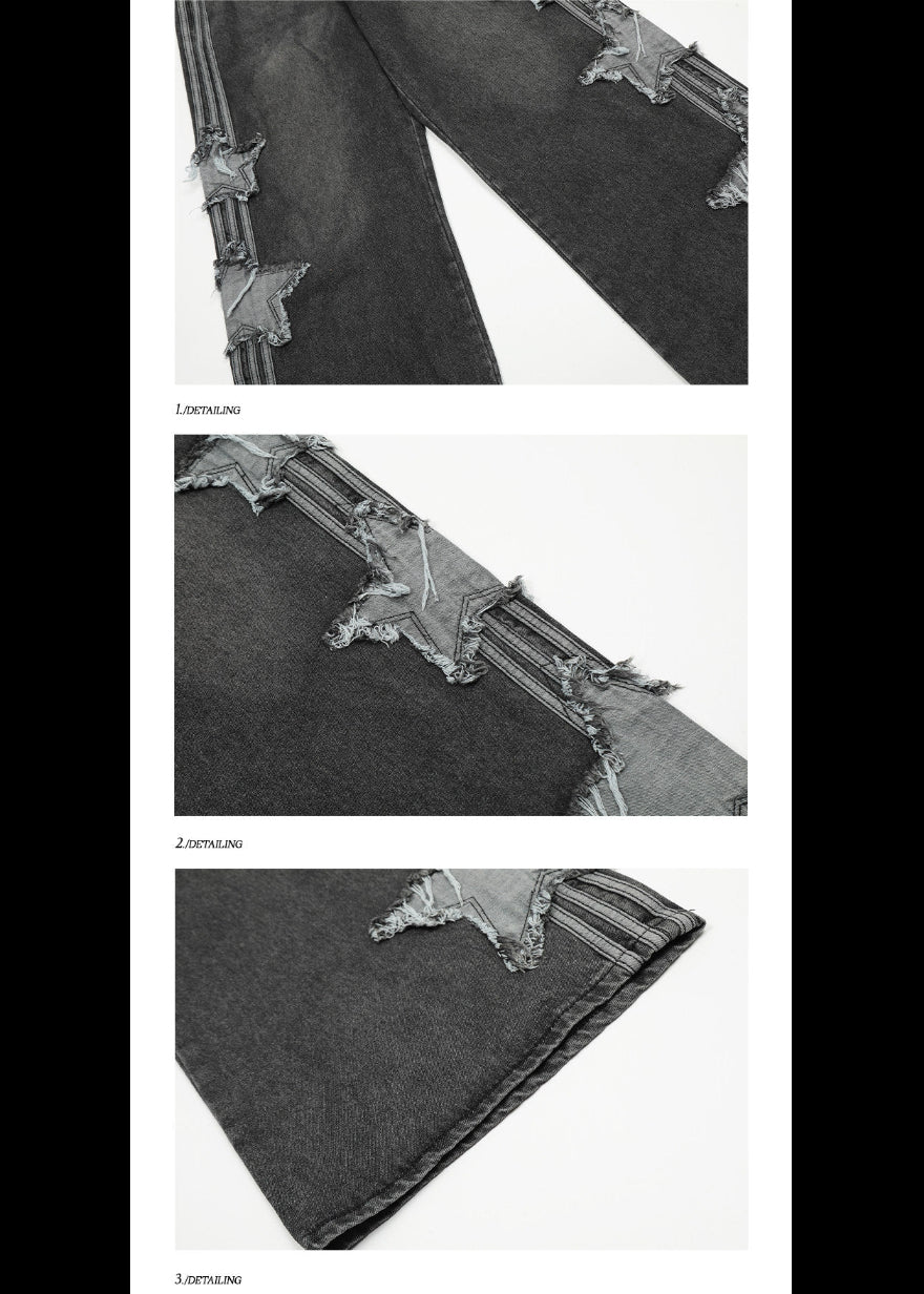 STAR PATCHED WIDE DENIM PANTS AEDES4556