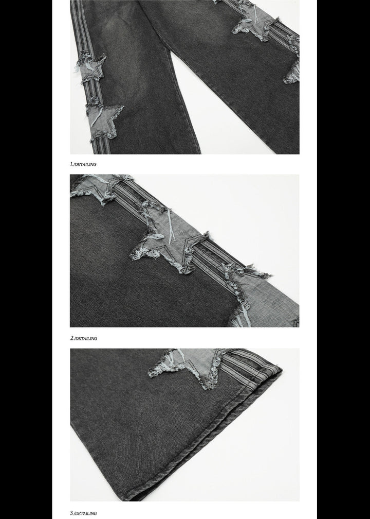 STAR PATCHED WIDE DENIM PANTS AEDES4556