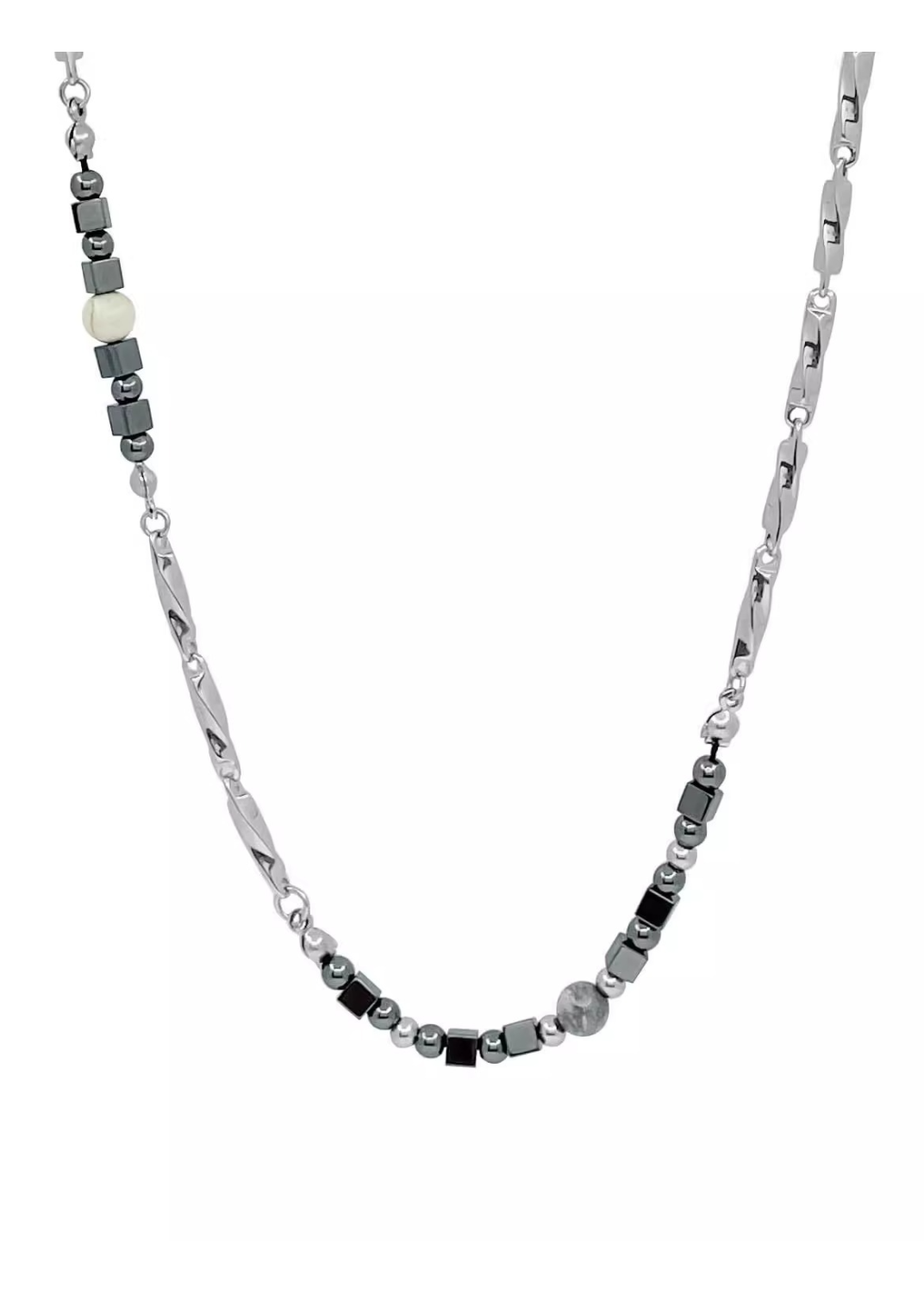 BLACK STONE MIX CHAIN NECKLACE BEDES4681