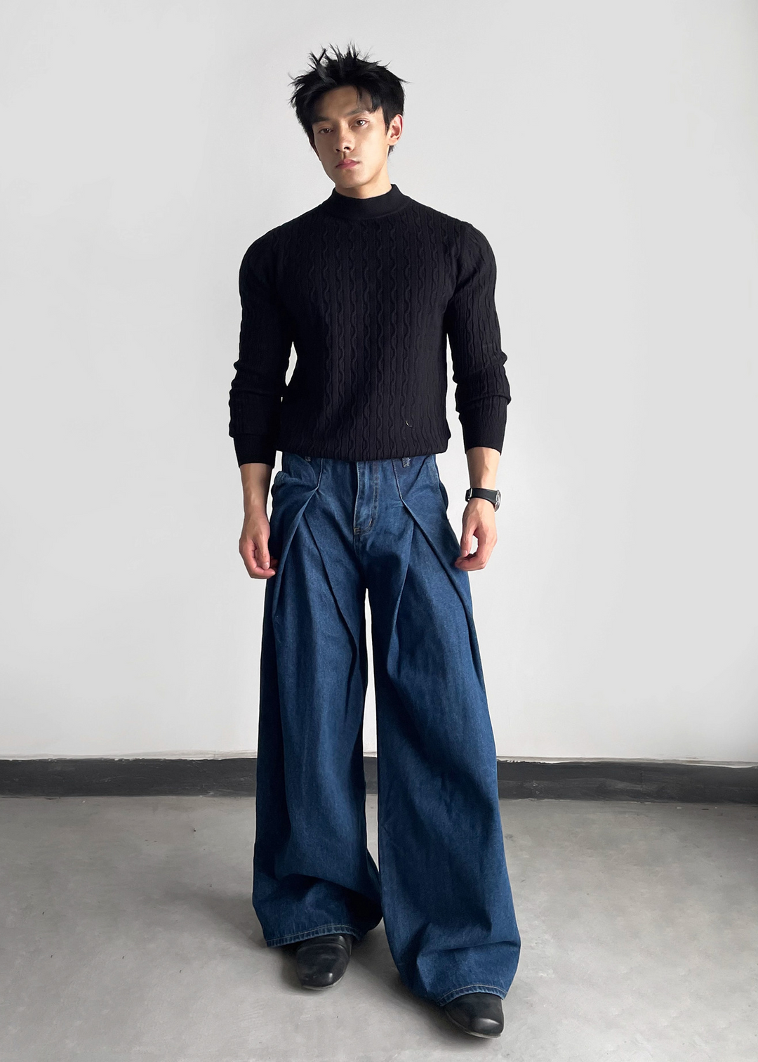 BOX PLEAT DENIM PANTS BEDES4531