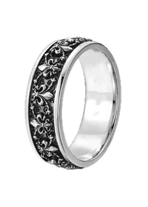 VINTAGELIKE FLORAL ENGRAVED BAND RING BEDES4707