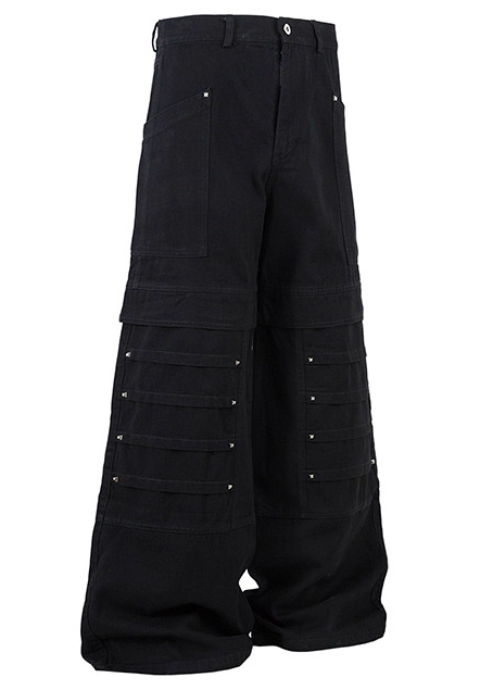 STUDDED DESIGN BAGGY WIDE PANTS DFDES4623