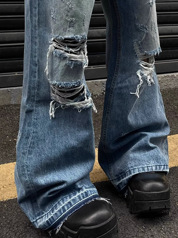 HEAVY DAMAGE FLARE DENIM PANTS BEDES4747