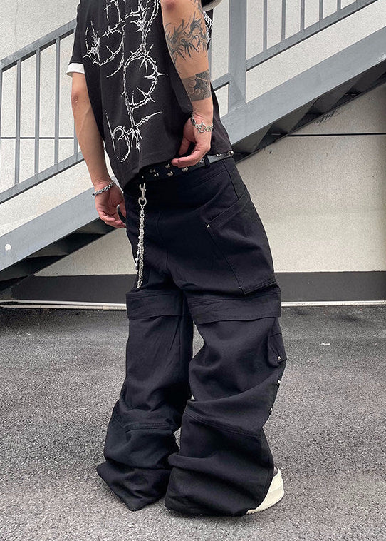 STUDDED DESIGN BAGGY WIDE PANTS DFDES4623
