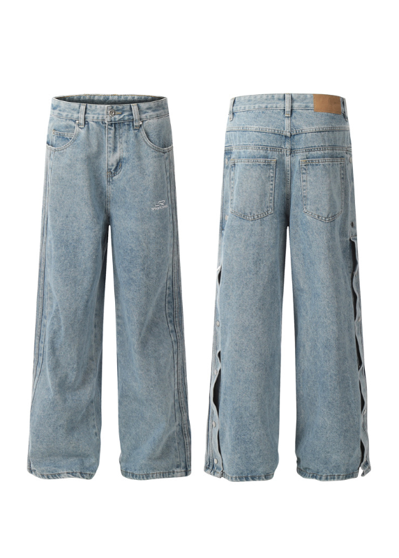 SIDE SNAP WIDE DENIM PANTS AEDES4594