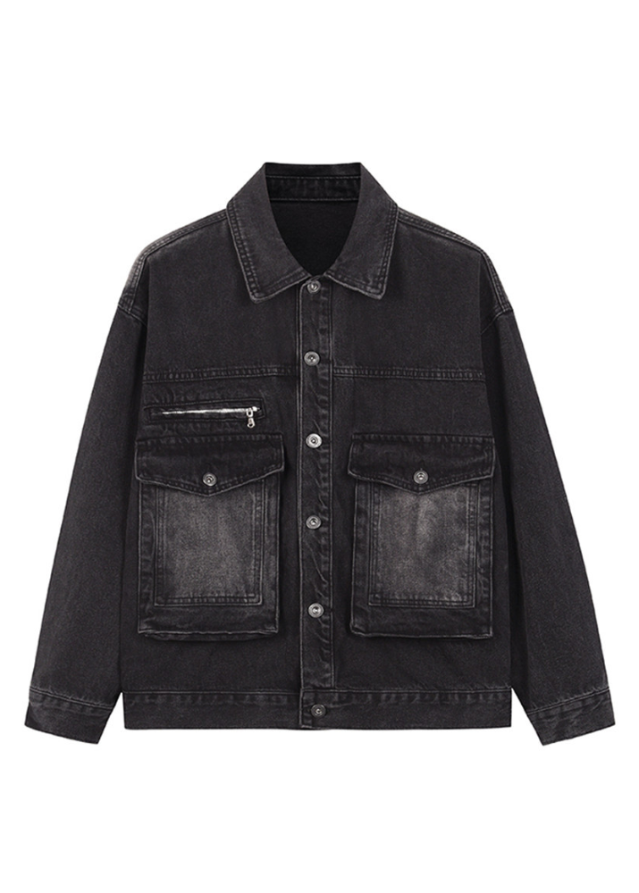 DOUBLE POCKET WASHED DENIM JACKET BEDES4610