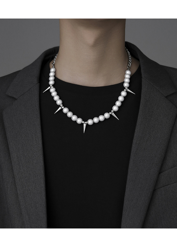 SPIKE PEARL NECKLACE BEDES4604