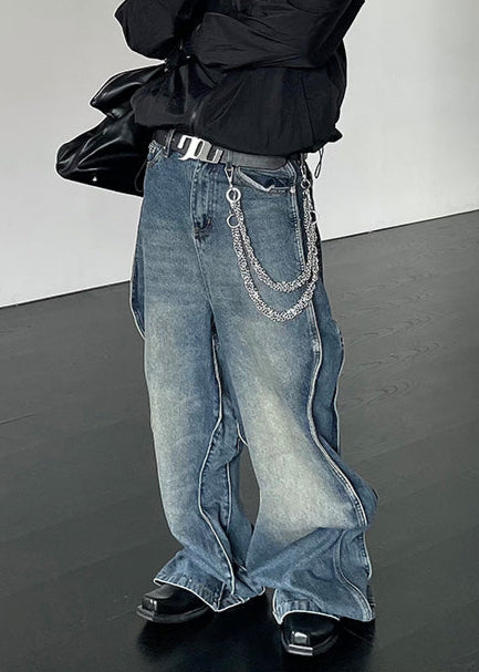 SIDE ZIP WIDE DENIM PANTS DFDES4436