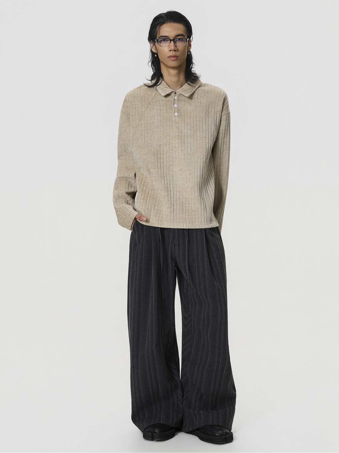 PINSTRIPE WIDE PANTS BEDES4545