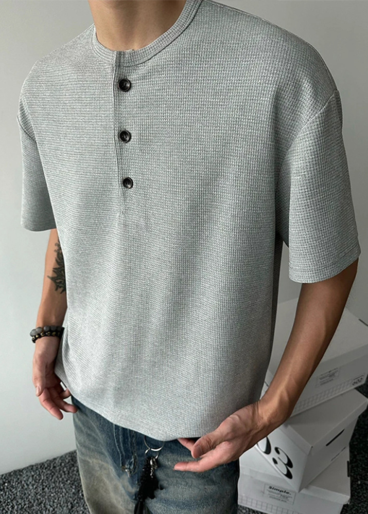 WAFFLE HENLEY NECK T-SHIRT BEDES4721