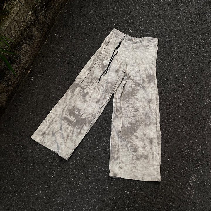SMOKE TIE DYE SIDE PANEL WIDE PANTS AEDES4571 - Deuku