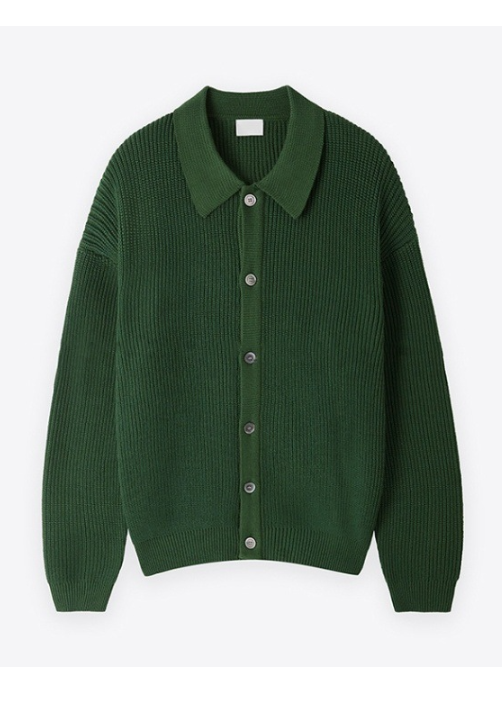 RIBBED COLLAR KNIT CARDIGAN BEDES4760