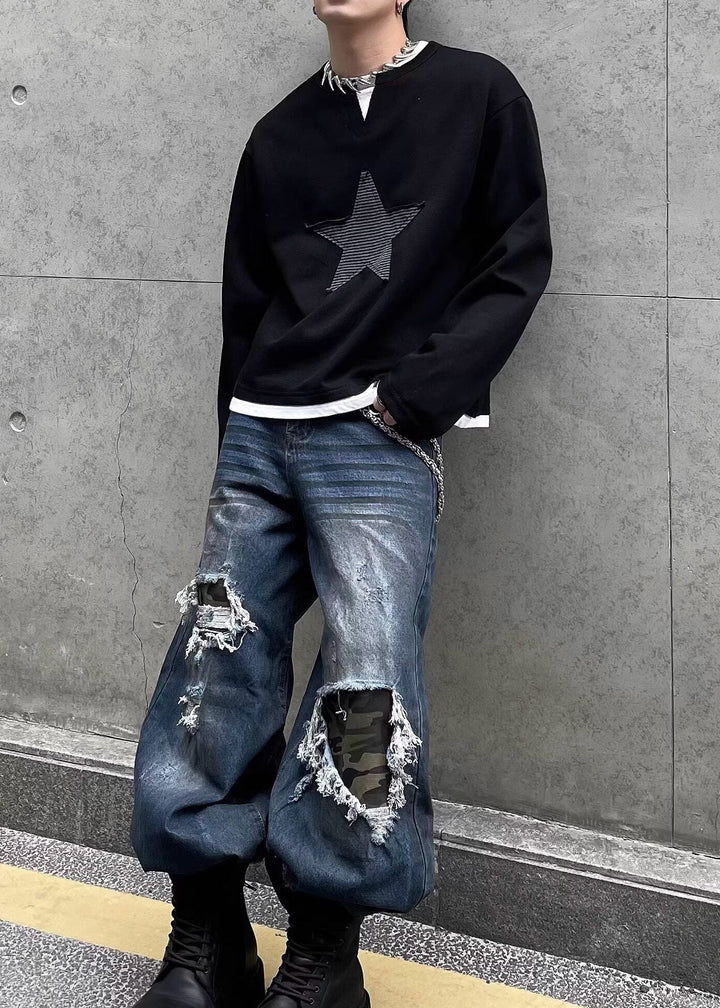STAR PATCH LONG T-SHIRT DFDES4618