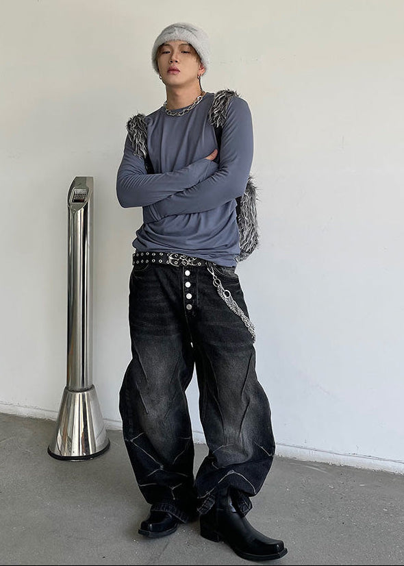 DESIGHNED WIDE DENIM PANTS DFDES4492
